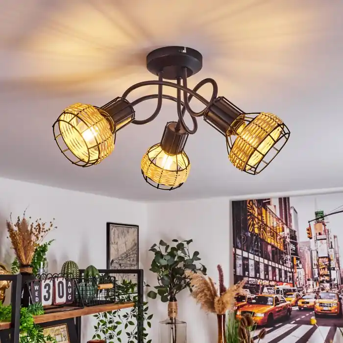 Calamar Plafondlamp Zwart, 3-lichts Gratis Retour