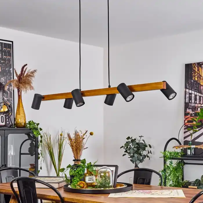 Weekendaanbieding Zuoz Hanglamp Natuurlijke kleuren, Zwart, 6-lichts