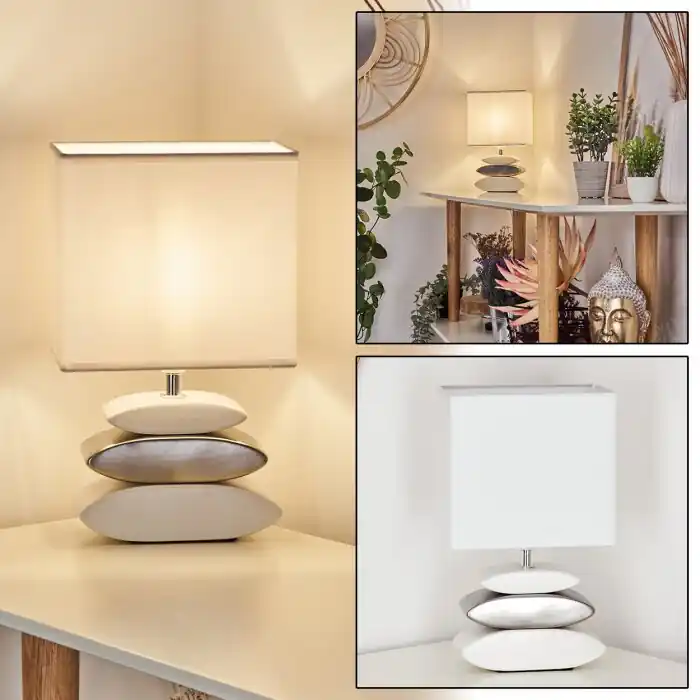 Weekendaanbieding Berghamn Tafellamp Zilver, Wit, 1-licht