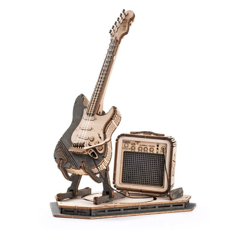 3D Modelbouwpakket Robotime 3D Houten Puzzel Electric Guitar Aanbieding