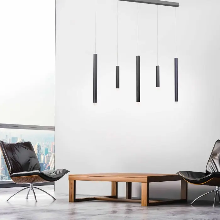 Koopje Paul Neuhaus PURE-GEMIN Hanglamp LED Aluminium, Zwart, 5-lichts