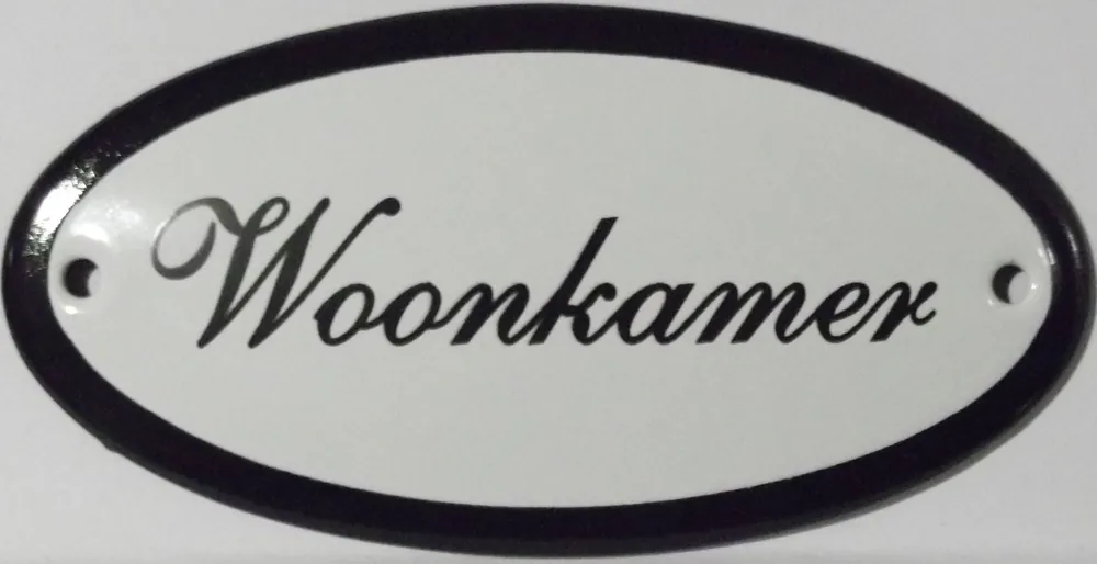 Seizoensaanbieding Emaille deurbordje ovaal woonkamer