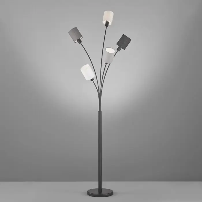 Koopje Fischer & Honsel Koi Staande lamp Zwart, 5-lichts