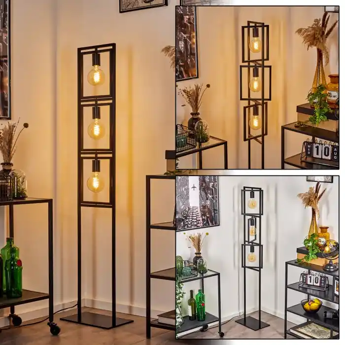 Bass Staande lamp Zwart, 3-lichts Uitverkoop