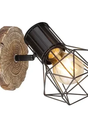 Hoge Kwaliteit Globo PRISKA Muurlamp houtlook, Zwart, 1-licht