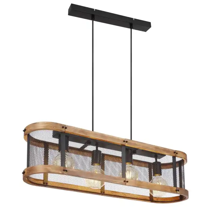 Globo JEANIE Hanger Hout donker, Zwart, 4-lichts Veilige Betaling