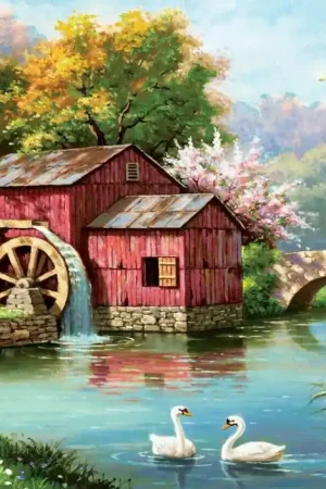 Art puzzle legpuzzel The old red mill 1000 stukjes Finale Uitverkoop