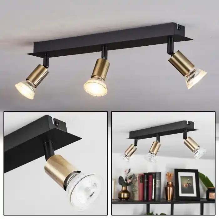 Favoriet Castillo Plafondlamp Zwart, 3-lichts