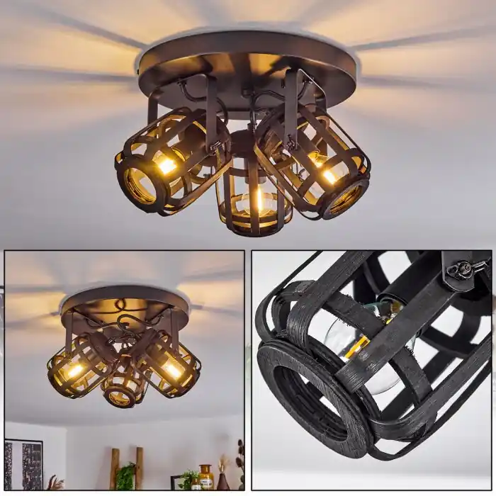 Uitverkoop Teheran Plafondlamp Zwart, 3-lichts