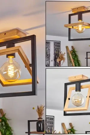 Espenel Plafondlamp Hout licht, Zwart, 1-licht Exclusieve Aanbieding