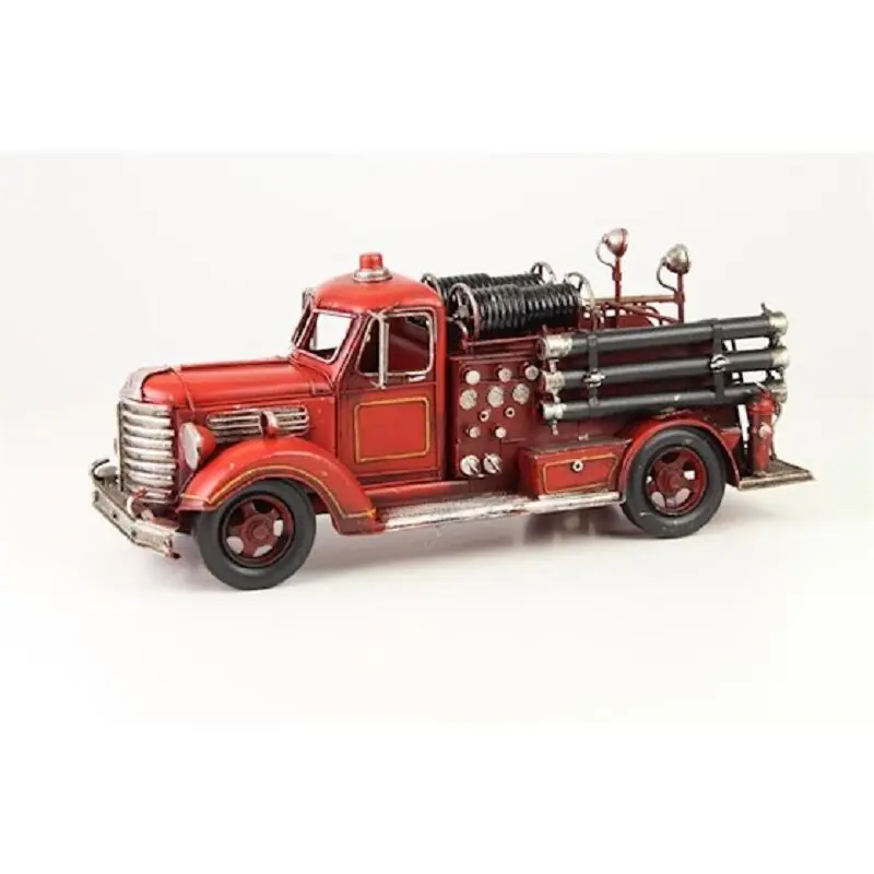 Miniatuurmodel Brandweerwagen tin met slangen Betrouwbaar
