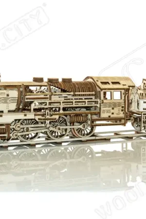 Wooden city 3D puzzel locomotief en kolenwagen Populair