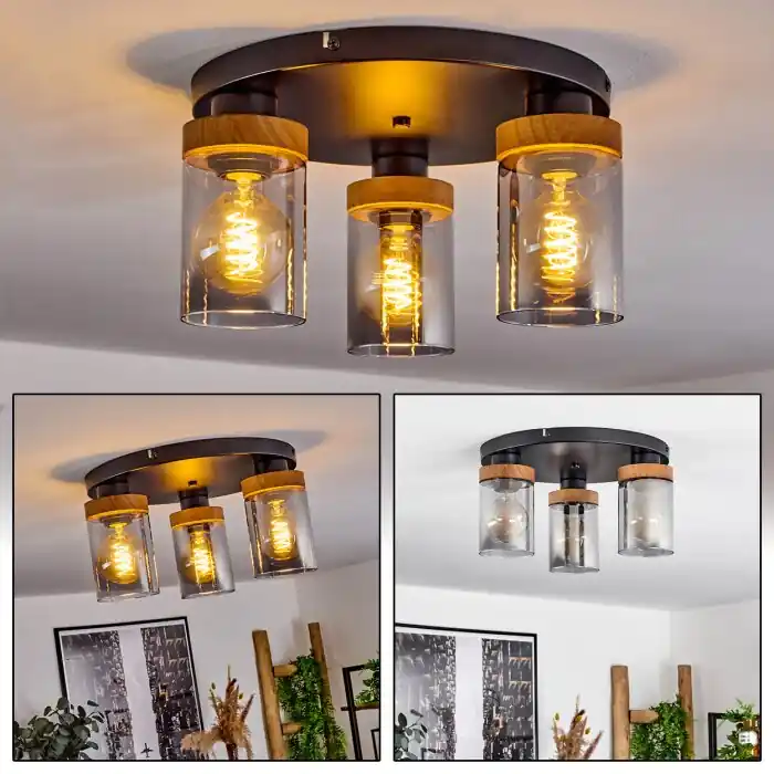 Amignon Plafondlamp Zwart, 3-lichts Op = Op