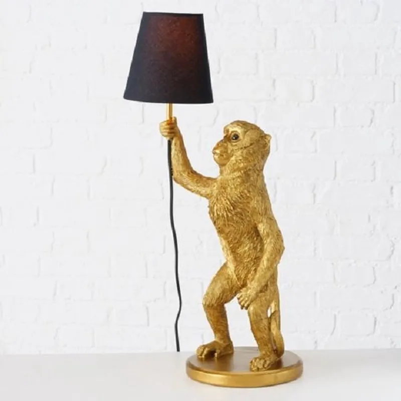 Veilige Betaling Tafellamp gouden aap met lampenkap