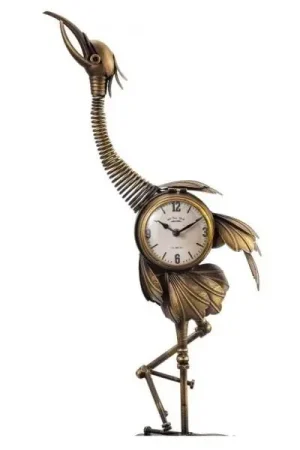 Premium Kraanvogel met klok bronskleurig
