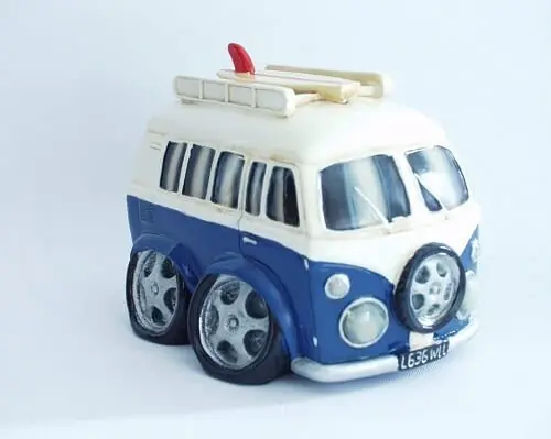 Exclusieve Aanbieding Spaarpot bus blauw met surfplank