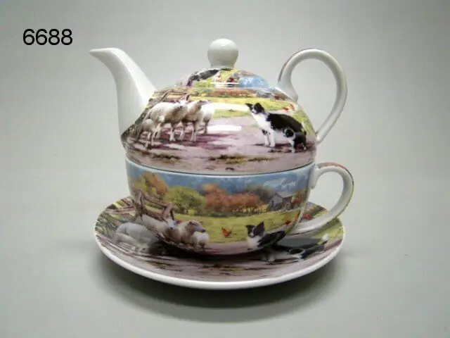 Voordeelprijs Tea for one met schapen en collie