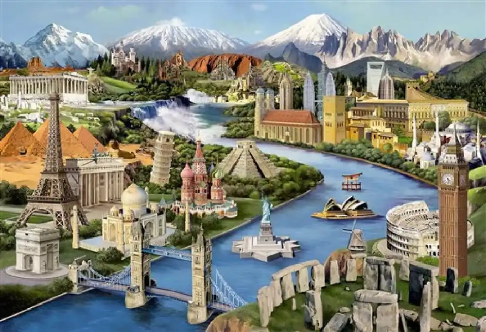 Beperkt Aanbod Wooden City 2in1 Houten Legpuzzel World Landmarks