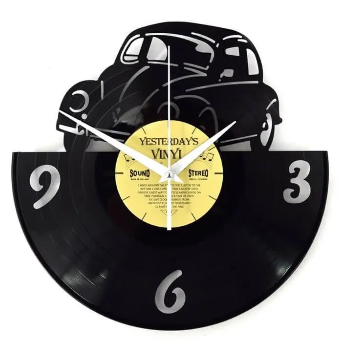 Wandklok vinyl Yesterdays Classic car Premium