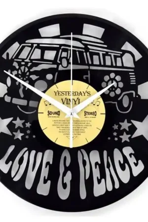 Beste Prijs Vinyl wandklok Love & Peace busje