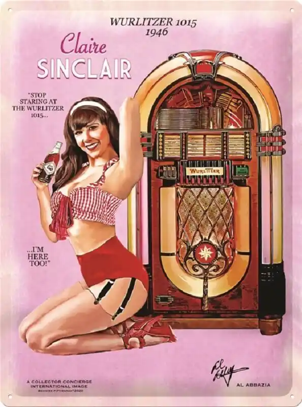 Wurlitzer 1015 Jukebox Claire Sinclair wandbord Rechtstreeks Van De Fabrikant
