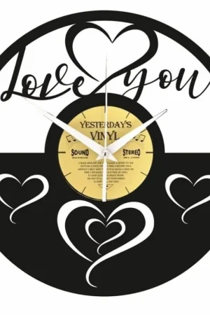 Koopje Vinyl wandklok Love You - Van echte LP - Geschenkverpakking