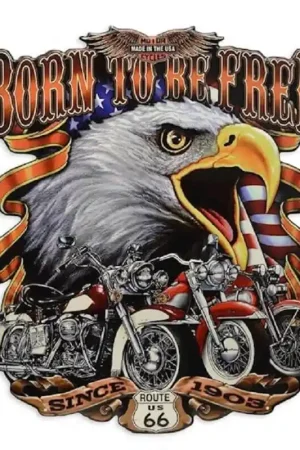 Wandplaat van tin Born to be Free - Mancave Betaalbaar