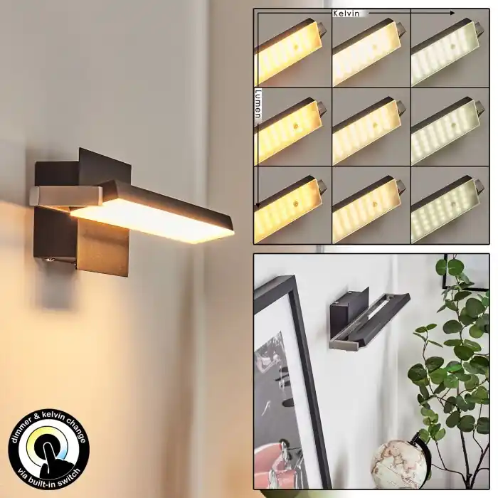 Waltenheim Muurlamp LED Nikkel mat, Zwart, 1-licht Populair