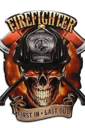 Gereduceerde Prijs Wandbord Fire Fighter First in Last out - Wandplaat