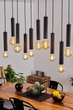 Wheelwright Hanglamp Nikkel mat, Zwart, 10-lichts Lage Prijs