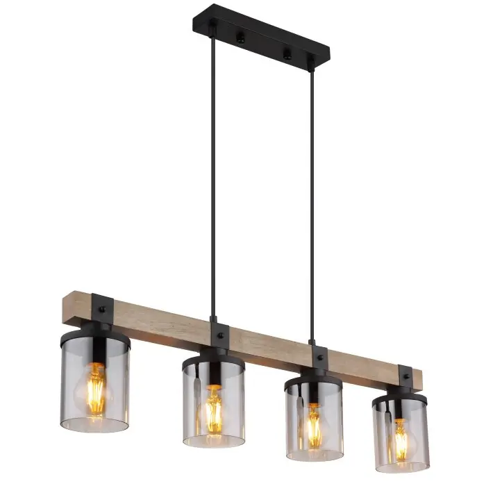 Globo LILA Hanglamp Bruin, Zwart, 4-lichts Lage Prijs