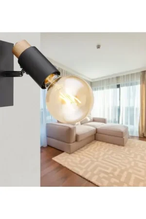 Globo MATTI Muurlamp Natuurlijke kleuren, Zwart, 1-licht Hete Deal