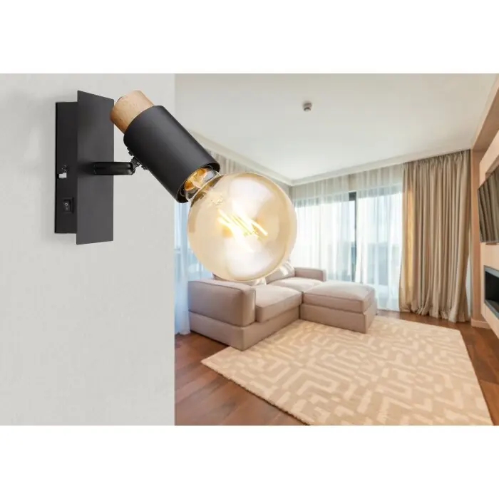 Globo MATTI Muurlamp Natuurlijke kleuren, Zwart, 1-licht Hete Deal