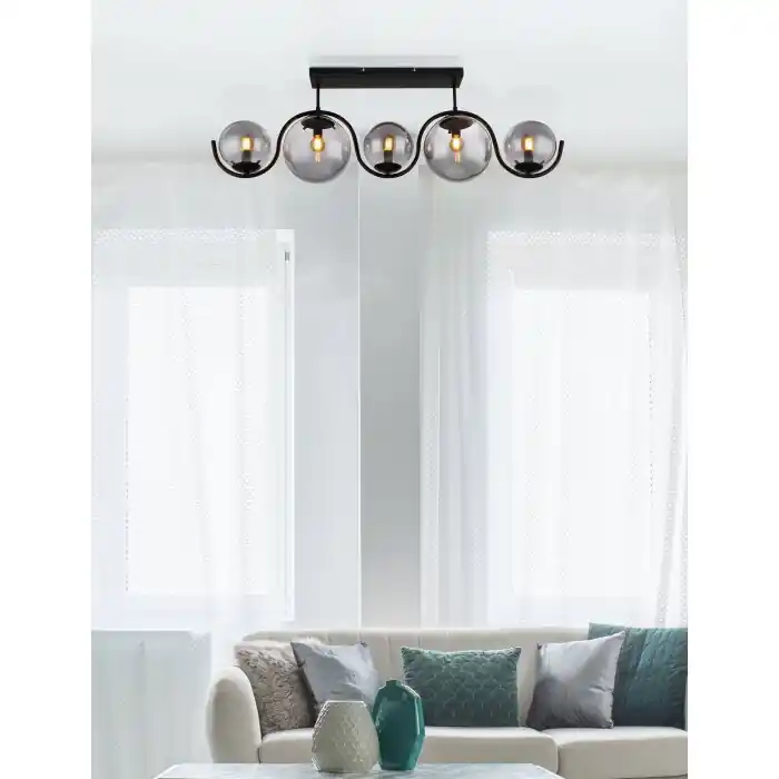 Fabrieksprijs Globo PORRY Plafondlamp Zwart, 5-lichts