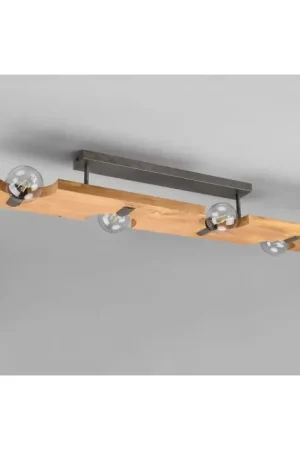Alleen Vandaag Trio Tailor Plafondlamp Donkerbruin, Natuurlijke kleuren, Nikkel mat, 4-lichts