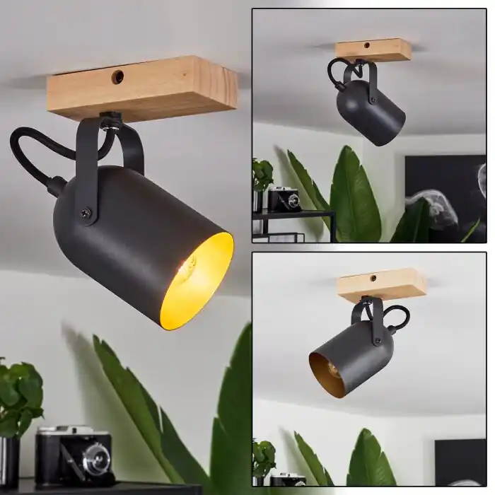 Dagaanbieding Vergoignan Plafondlamp Natuurlijke kleuren, Zwart, 1-licht