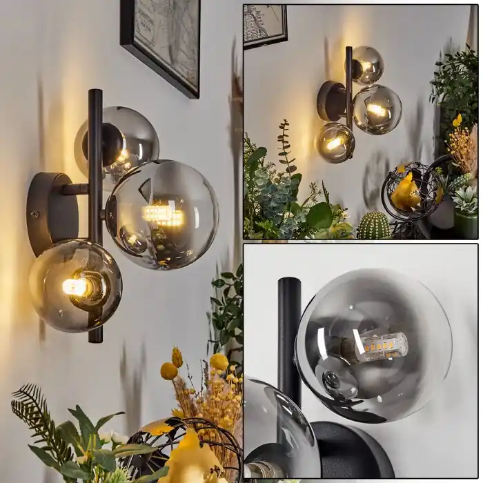 Aanbieding Chehalis Muurlamp Zwart, 3-lichts