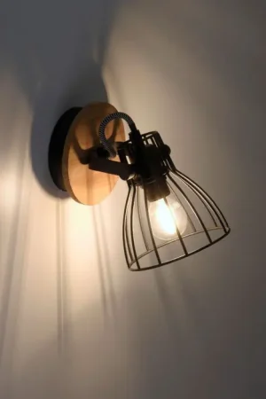 Nu Kopen Leuchten-Direkt TARO Muurlamp Natuurlijke kleuren, Zwart, 1-licht