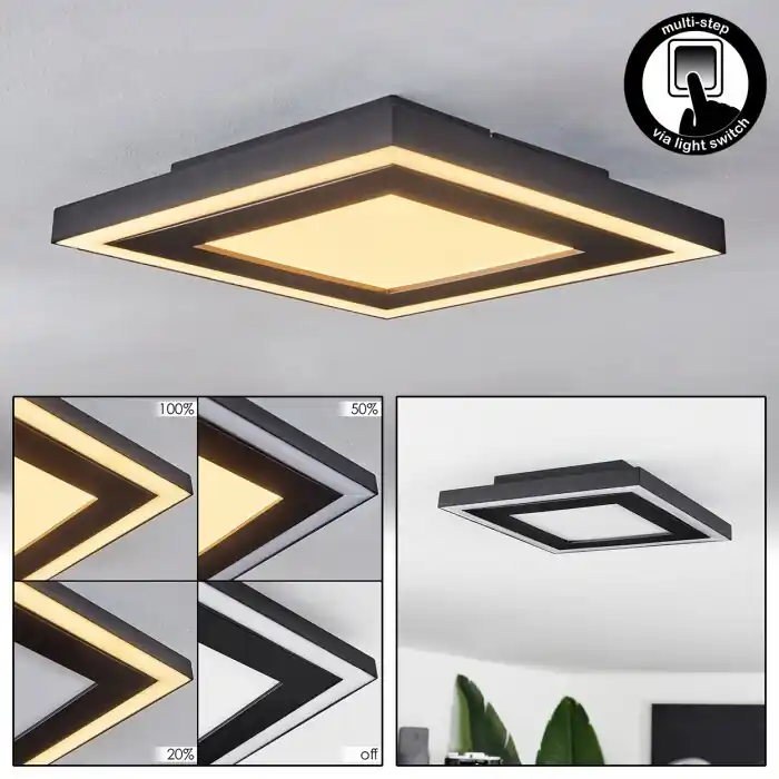 Audrieu Plafondpaneel LED Zwart, 2-lichts Korting