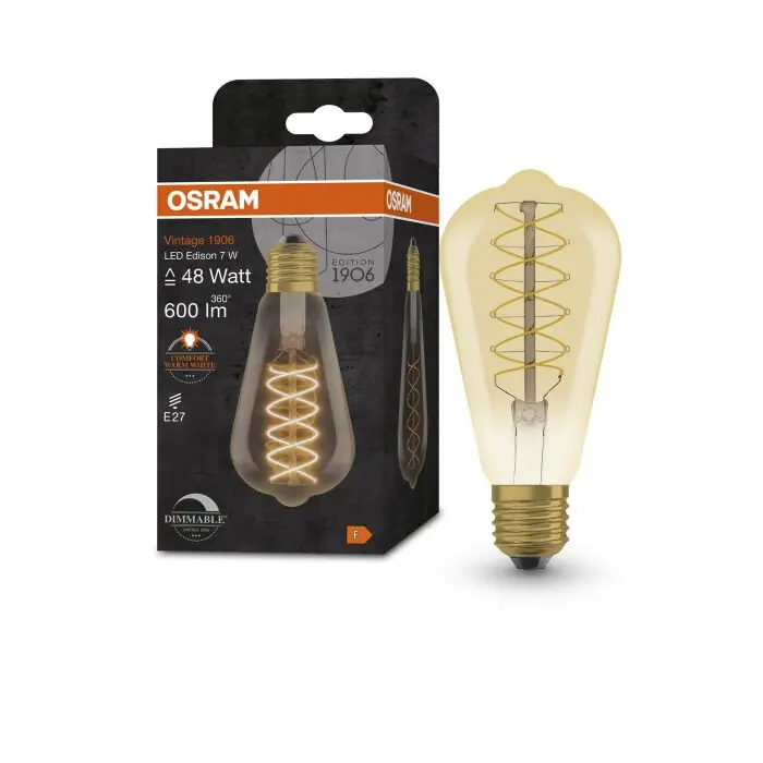 OSRAM Vintage 1906® LED E27 7 Watt 2200 Kelvin 600 Lumen Exclusieve Aanbieding
