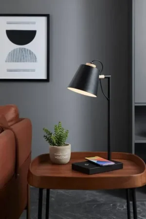 Weekendaanbieding Eglo LACEY-QI Tafellamp LED Bruin, Zwart, 1-licht