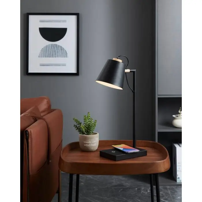 Weekendaanbieding Eglo LACEY-QI Tafellamp LED Bruin, Zwart, 1-licht