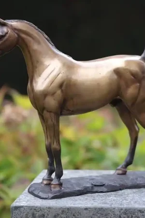 Populair Beeld brons paard met staart omhoog