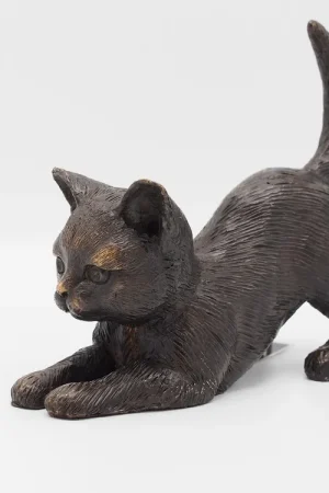 Aanbieding Bronzen beeld liggende kat 18cm