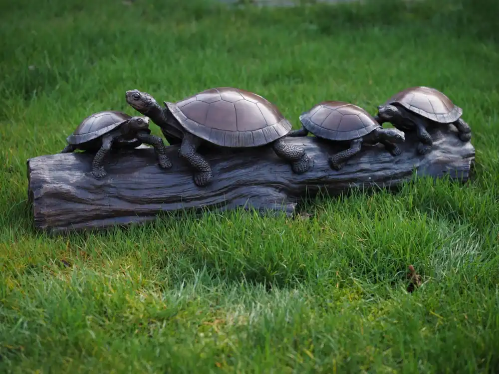 Betaalbaar Bronzen beeld vier schildpadden 90cm