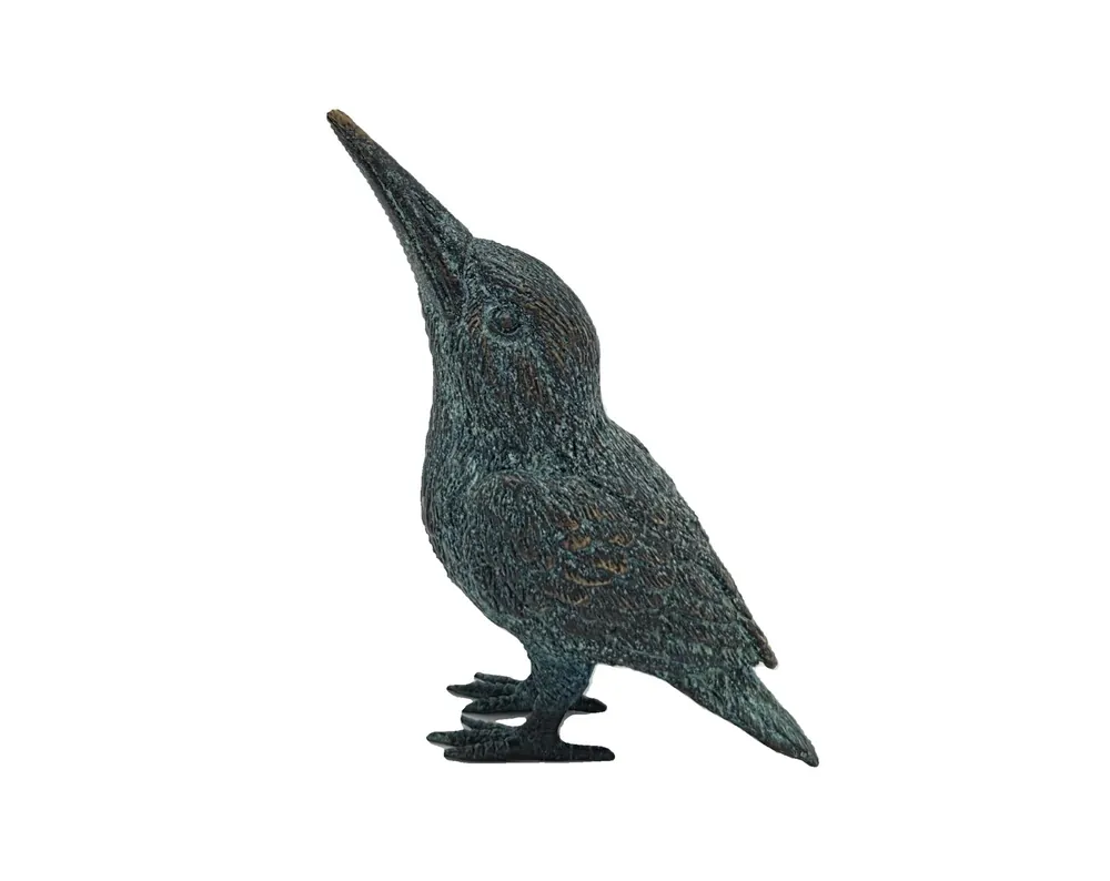 Dagaanbieding Bronzen beeld Vogeltje met snavel omhoog 10cm
