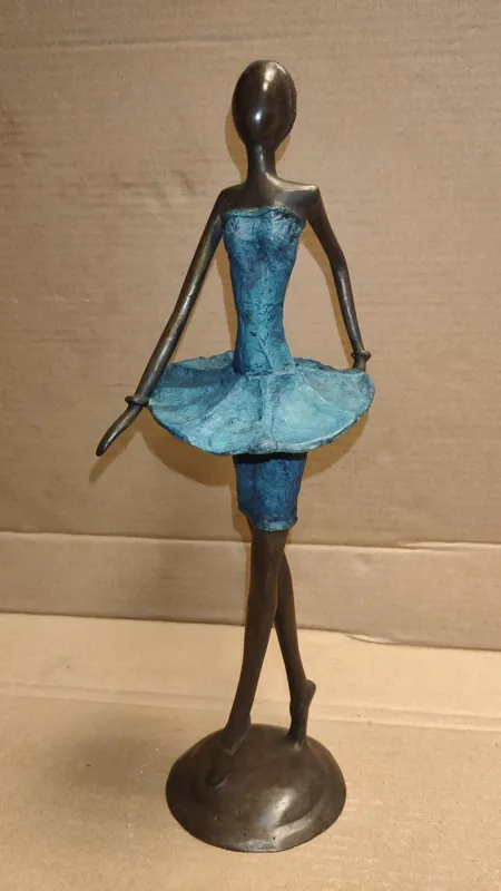 Goedkoop Afrikaans bronzen beeld Ballerina armen omlaag blauw 37cm