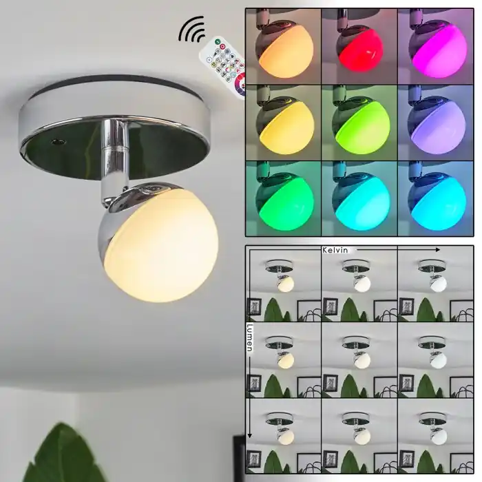 iDual Olivine Plafondlamp LED Chroom, 1-licht, Afstandsbediening, Kleurwisselaar Koop Vandaag