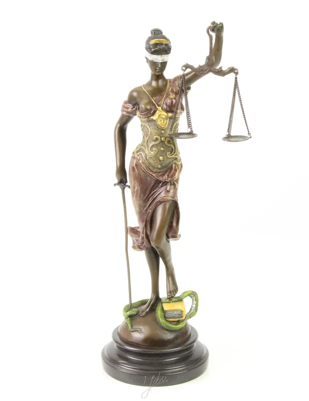 Beeld brons Vrouwe Justitia veelkleurig 40cm Seizoensaanbieding