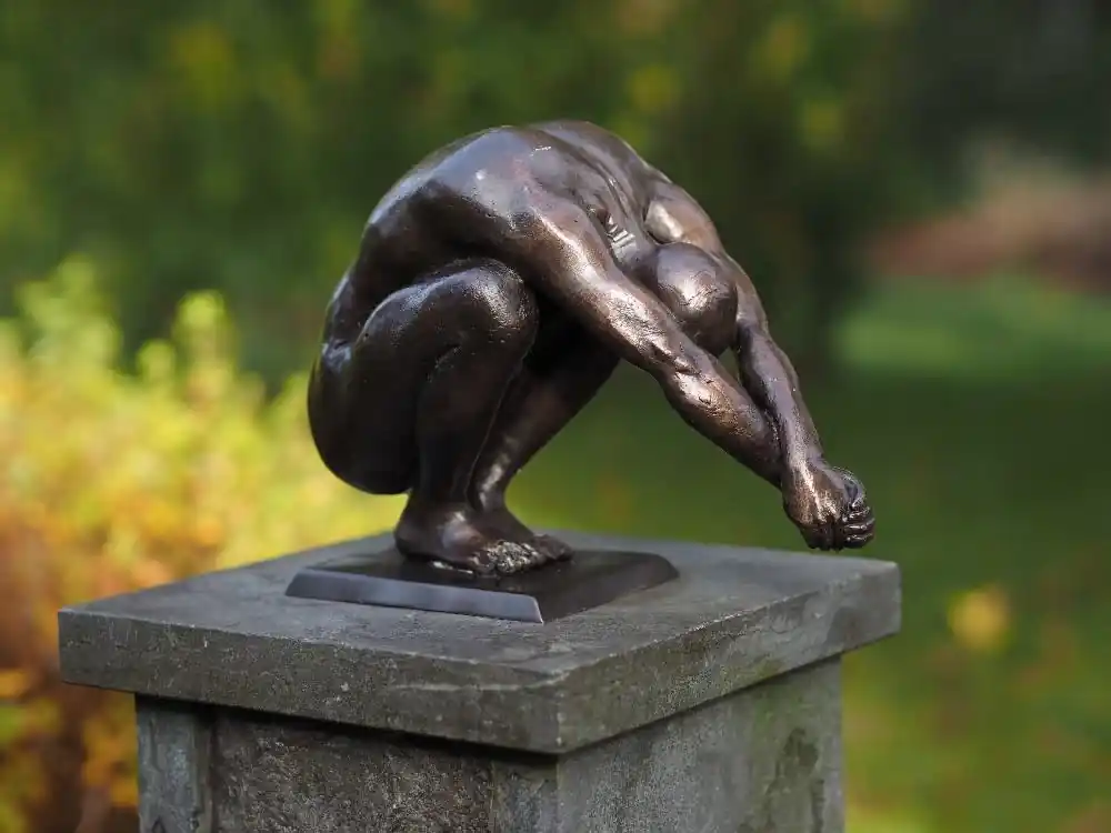 Lage Prijs Beeld Duiker brons 19cm